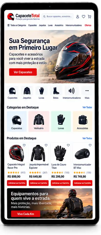 Site para Loja de Acessórios para Motociclistas Criar Site Profissional