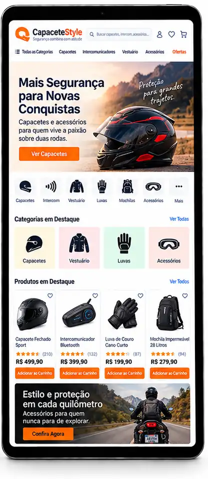 Site para Loja de Capacetes e Acessórios para Moto Criar Site Profissional