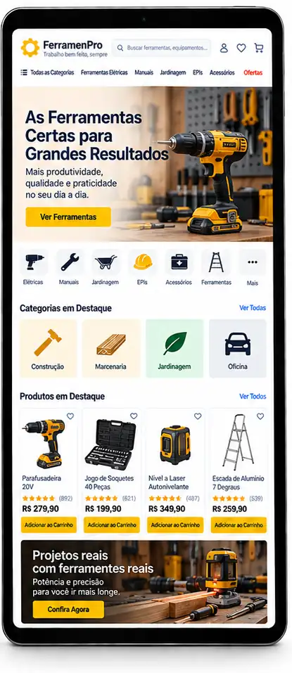 Site para Loja de Ferramentas Profissionais Criar Site Profissional