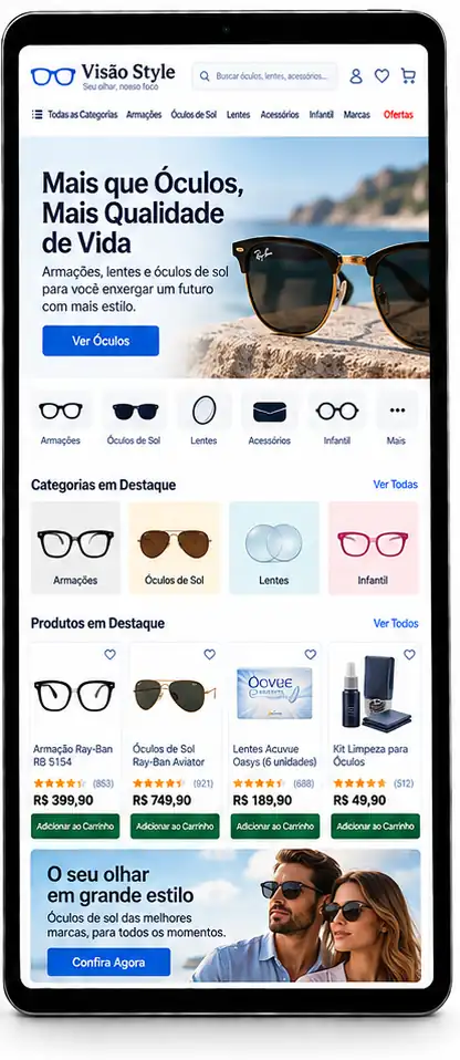 Site para Loja de Óculos de Sol Criar Site Profissional
