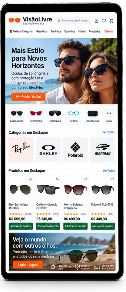 Site para Loja de Óculos e Acessórios Criar Site Profissional
