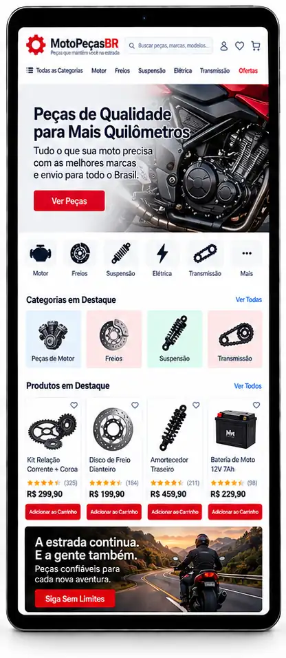 Site para Loja de Peças para Motocicletas Criar Site Profissional