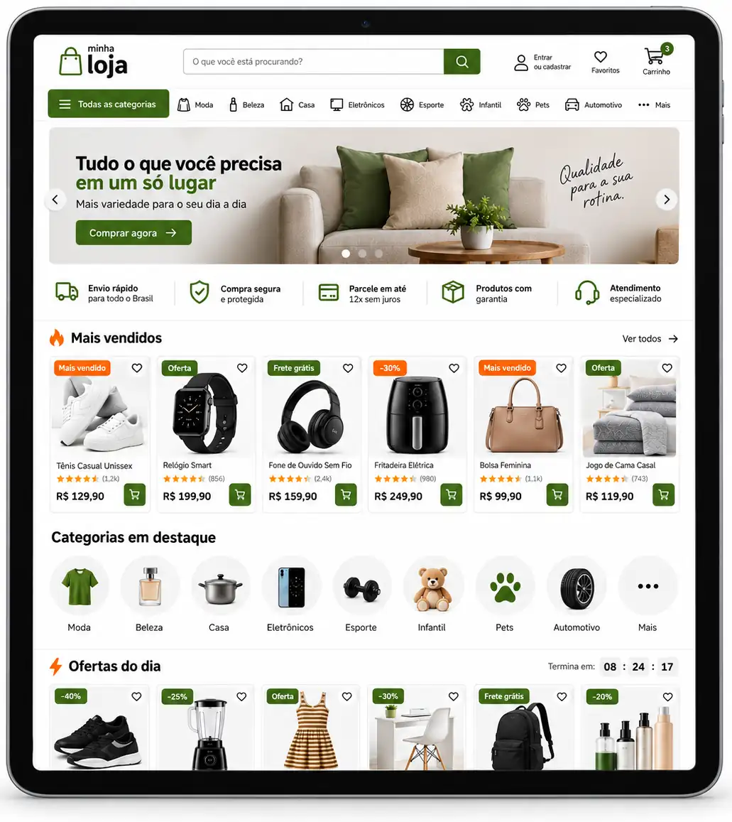 Site para Marketplace de Produtos Variados Criar Site Profissional