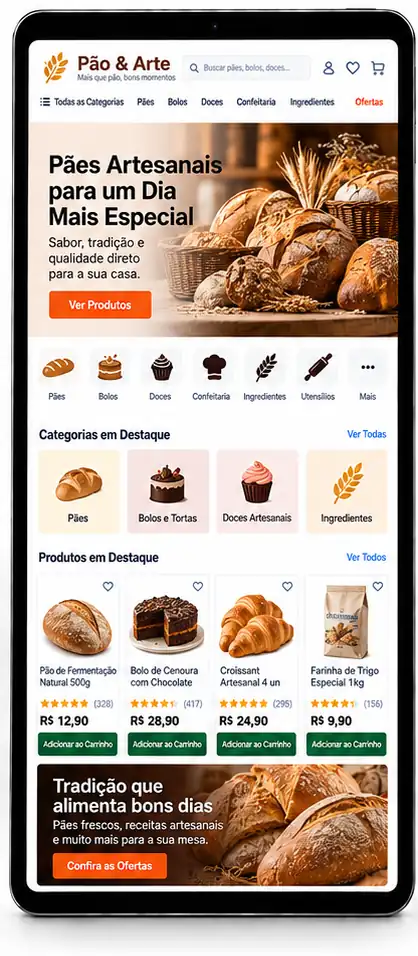 Site para Padaria Artesanal e Venda de Pães Online Criar Site Profissional